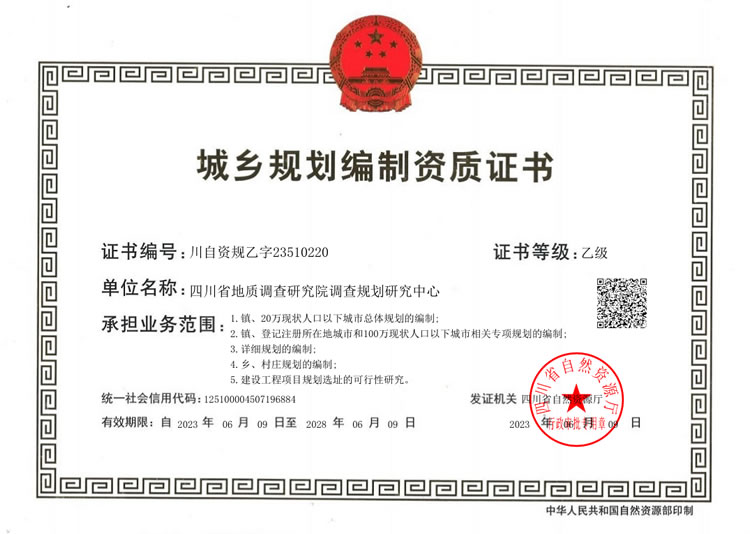 城乡规划编制资质证书